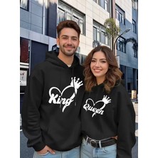 Nevermind Sevgili Çift Kombin King And Queen Baskılı Özel Tasarım Kapüşonlu Sweatshirt 2li Set Takım