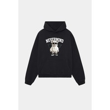 Nevermind Trendy Oversize Beyaz Kapüşonlu Sweatshirt – Koleksiyon