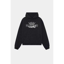Nevermind Unisex Beyaz Kapüşonlu Sweatshirt - Luck Baskılı Oversize Hoodie