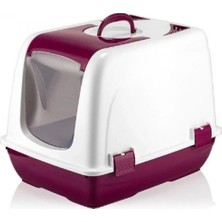Mikopet Kapalı Küçük Kedi Tuvaleti Bordo