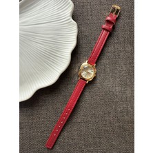 Rubsey Retro Minimal Deri Kordon Vintage Kadın Kol Saati Bordo