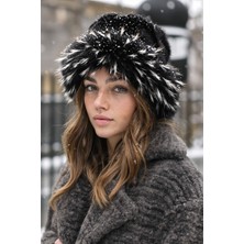 Verahed Rus Kalpak Şapka Kadın Kürk Peluş Kışlık Şapka, Yumuşak Dokulu, Sıcak Tutan Kalpak Model