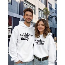 Nevermind Sevgili Çift Kombin King And Queen Baskılı Özel Tasarım Kapüşonlu Sweatshirt 2li Set Takım