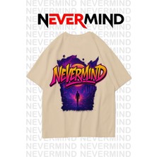 Nevermind Neon Unisex Tişört Retro Vaporwave Tasarım %100 Pamuk