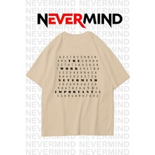 Nevermind Oversize Siyah Unisex Tişört Grafik Baskılı, Rahat Kalıp