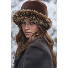 Verahed Rus Kalpak Şapka Kadın Kürk Peluş Kışlık Şapka, Yumuşak Dokulu, Sıcak Tutan Kalpak Model