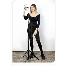 Ensiga Tripod 2.1 mt Stüdyo Lamba Ayağı 360 Döner Başlıklı Telefon Tutucu Ring Light Metal Işık