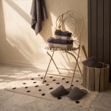 Evidea Soft Tufting Vira Banyo Paspası - Ekru / Siyah - 60X90 cm