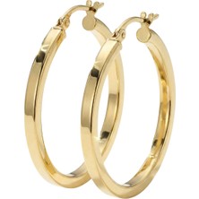 Zümrüt Sarraf 14 Ayar Altın Küt Kesim Halka Küpe Small