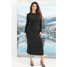 Moda Şahsenem Desenli Uzun Kollu Elbise