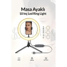 Ensiga Telefon Tutucu Makyaj Işığı 10 Inç Masa Ayaklı LED Ring Light Influencer Youtuber Tiktok