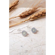 Sümer Telkari Anadolu Motifli Mineli El İşi Gümüş Küpe 5915