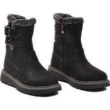 Cool Buckle Polarlı Kaymaz Taban Siyah Kız Çocuk Bot