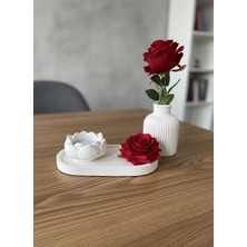 Modern Tepsili Dekoratif Vazo ve Mumluk Seti – Masa Üstü Ev Dekoru