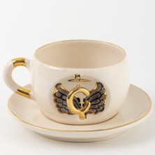 Bsk Ceramics Handmade Harfli Siyah Melek Çay Fincanı Ç Harfi