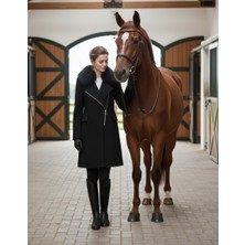 Barbora Kadın Kürklü Siyah Kaşe Kışlık Kaban