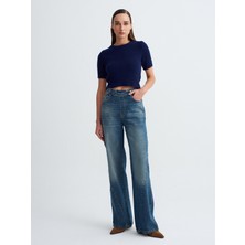 Dilvin 72120 %100 Pamuk Yanı Fermuarlı Jean-Mavi