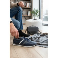 Enoch Hakiki Deri Şerit Detaylı Erkek Sneaker Ayakkabı Ortopedik Taban