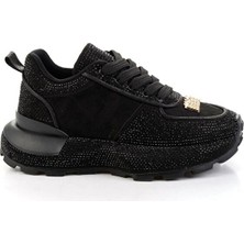 White Line Prens 200-2 Kadın Taşlı Sneaker Spor Ayakkabı Siyah