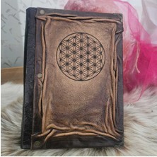 Legend Deri Hakiki Deri Yaşam Çiçeği Italyan Baskılı Özel Desen El Yapımı Defter