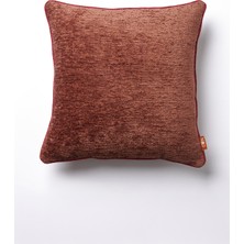 The Kun Yumuşak Tuşeli Kendinden Dokulu Biyeli Düz Zemin Kırlent Kılıfı-Gül Kurusu