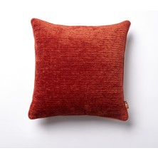 The Kun Jakarlı Sade Yumuşak Dokulu Biyeli Kırlent Kılıfı-Kırmızı