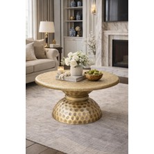 Valda Fırçalanmış Gold Dövme Metal Modern Orta Sehpa