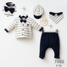 Minizeyn Tekstil Erkek Bebek 0-3 Ay Çizgili Smokin 5'li Set