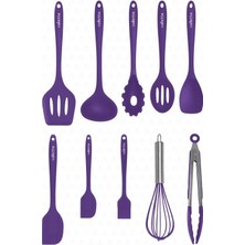 Valletta Salvatore 10 Parça Mor Dayanıklı Yanmaz Yapışmaz Silikon Spatula Seti - VLT1156