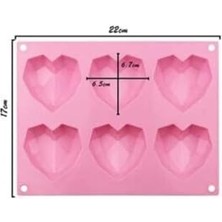 Silikon Kalp Çikolata Kalıbı, Mum ve Sabun Kalıbı 6'li ECMELNM734