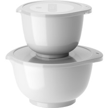 Rosti Margrethe Kase Seti, Karıştırma Kabı Seti, 4 Parça, 2 Karıştırma Kasesi ve 2 Kapaklı, Geri Dönüştürülebilir Plastikten Hamur Kasesi, 1,5 Litre ve 3 Litre, Beyaz