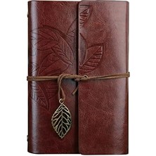 Retro Yapraklı Not Defteri, Klasik Pu Deri Kapak, Seyahat Defteri, Travel Journal, Günlük, Seyahat Günlüğü, Doldurulabilir Eskiz Defteri,, 130X185MM