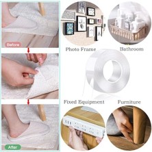 5 Metre Su Sızdırmaz Çift Taraflı Şeffaf Bant LTS-BND07 (Uzunluk 5m, GENIŞLIK:30MM, Kalınlık:1mm) Ekstra Güçlü Yıkanabilir Ince Bant, Halı, Ev, Mutfak, Banyo, Araba Veya Ofis