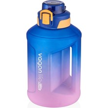 1600ML Çift Renk Taşıma Askılı ve Kulplu Motivasyon Su Matarası SM-2307-MAVİMOR