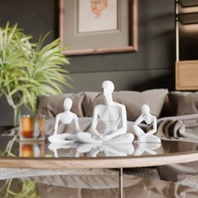 Üçlü Soyut Figür Biblo Seti – Meditasyon ve Yoga Temalı Modern Heykel | Düşünen Adam Tasarımlı Sanatsal Ev Dekoru ve Şık Hediye Seçeneği