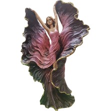 Mdk2-Zarif Dans Eden Kadın Heykeli, Mor ve Altın Rengi Reçine Biblo, Ev ve Ofis Dekoru Için Hediyelik Sanatsal Figür | Dekormıx