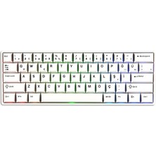 Akko Monsgeek FUN60 Max White Hall Effect Glare Manyetik Switch 8k Hz Argb Kablosuz Hotswap Türkçe Mekanik Gaming Klavye
