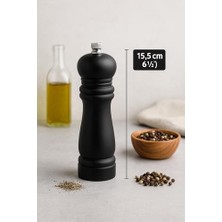 Ahşap Tuz ve Karabiber Öğütücü | 15.5 cm Siyah Bambu Baharat Değirmeni | Ayarlanabilir Seramik Öğütücü Mekanizma | Şık ve Dayanıklı Mutfak Aksesuarı