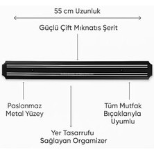 Mıknatıslı Bıçak Tutucu 55 Cm, Güçlü Manyetik Bıçak Standı, Duvara Monte Mutfak Düzenleyici, Yer Tasarruflu Pratik Bıçaklık, Mutfak Aletleri ve Setleri Için Dekoratif Organizer Aparat