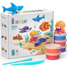 Hey Clay Okyanus Seti - Hava ile Kuruyan 15 Kutu Kil Seti ve Şekillendirme Aletleri ile Eğlenceli ve Etkileşimli Talimatlar Uygulaması