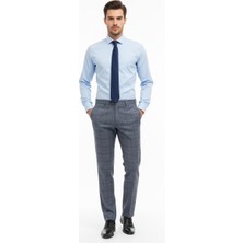 Presto Erkek Slimfit Likralı Kareli Desen Pantolon Lacivert 3184-260