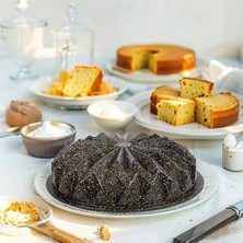 Döküm Gövdeli Kristal Kek Kalıbı 28CM, Dilimli ve Döküm, Siyah Granit Benekli Pişirme Kabı, Kolay Çıkarma, Dayanıklı Alüminyum Alaşım