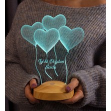 PremiumPort 3D Kalpler LED Gece Lambası, Parti ve Doğum Günü Hediye Işığı