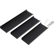 Metal Duvar Rafları, 3'lü Set, Yüzer Raflar, Endüstriyel Tasarım, Duvar Panoları, Dekorasyon Için, Resim Çerçeveleri, Rafları Takmak Için 6 Vidalı, Farklı Düzenler, Siyah LFS12BK