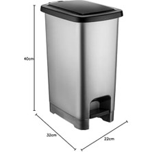 Slim Pedallı Plastik Çöp Kovası 15 Lt.