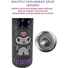 600ML Temalı Lisanslı Pipetli Kilitlenebilir Kapak Paslanmaz Çelik Termos Matara (Siyah)