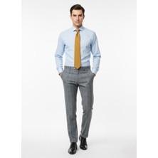 Presto Erkek Slimfit Likralı Kareli Desen Pantolon Mavi  3184-340