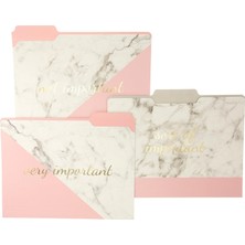 Allık Mermer Dosya Klasör Seti - Dosya Seti 9 Klasör ve 3 Benzersiz "önemli" Tasarım Içerir, Dayanıklı Üç Skorlu Kaplamalı Karton Üzerine Altın Folyo ile Süslenmiş, 29,8 cm x 24,1 cm