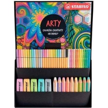 Pastel Mix Set Arty - Fosforlu Kalem, Çok Yetenekli Kalemler, Sulu Boya Kalemleri, Premium Keçeli Kalemler - 50'li Paket - Çeşitli Renkler