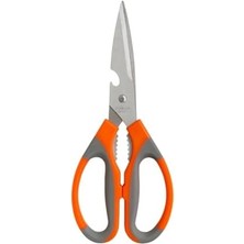 Mutfak Makası – Paslanmaz Çelik Çok Amaçlı, Ergonomik Saplı, 23 cm Dayanıklı Kesme Makası (Turuncu-Gri)